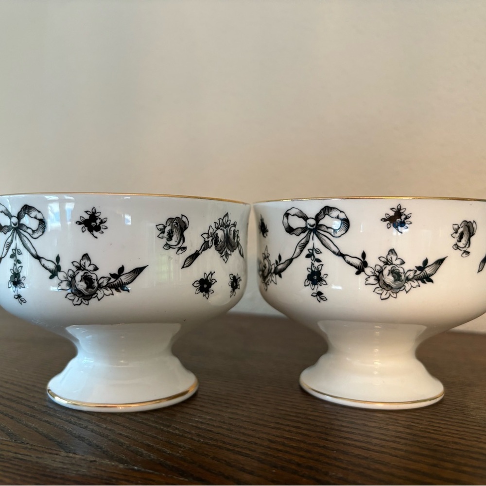 VINTAGE Royal Victoria dessert cups Black Rose Flower